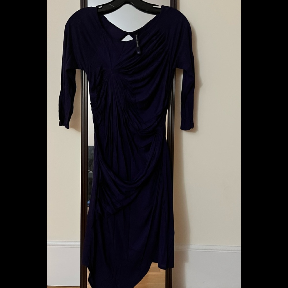 Karen Millen purple asymmetrical ruched dress